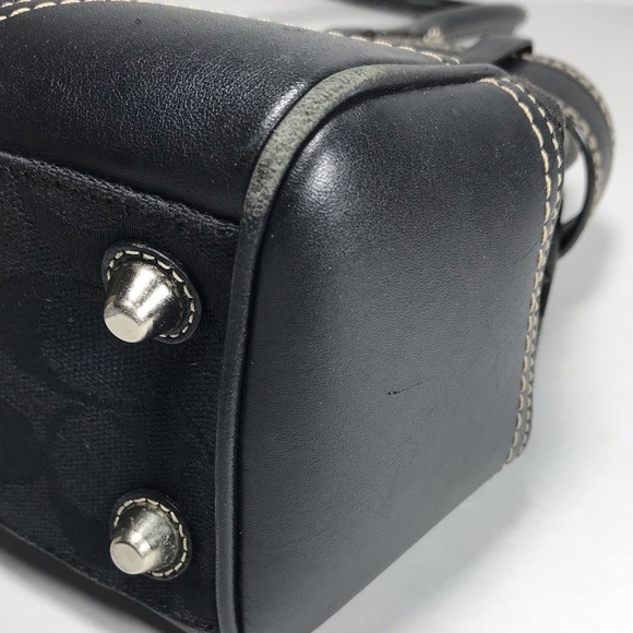 Coach Hampton Black Jacquard Purse with Leather - Picture 6 of 8